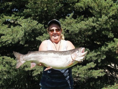 Michelle Larsen-Williams with record trout