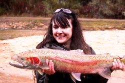 The authors friend Angela with her first Clearwater Reiver steelhead 2015. Walrath 2015