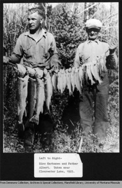 Eino_Karkanen_and_Father_Albert_with_fish_near_Clearwater_Lake_1925