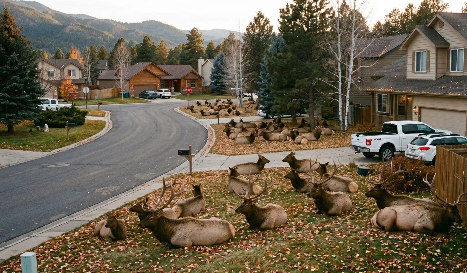 Elk Invasion: Wildlife in Suburban Neighborhoods