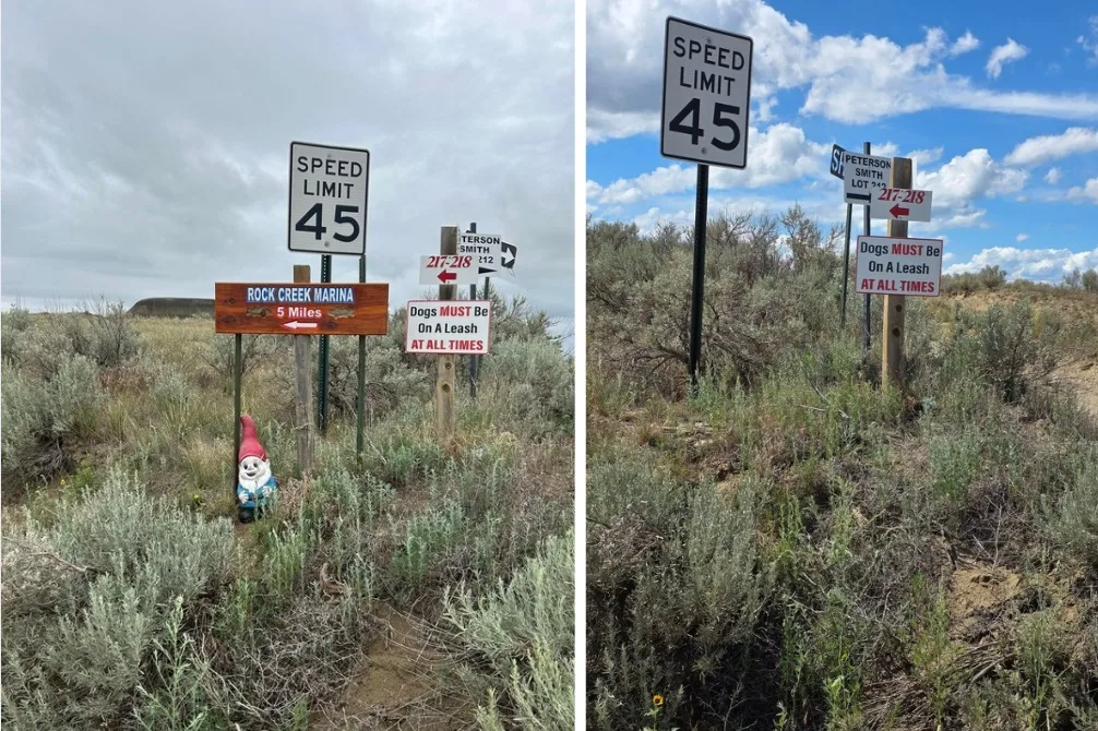 Beer Bandits & Sign Swipers at Rock Creek Marina–Knock It Off