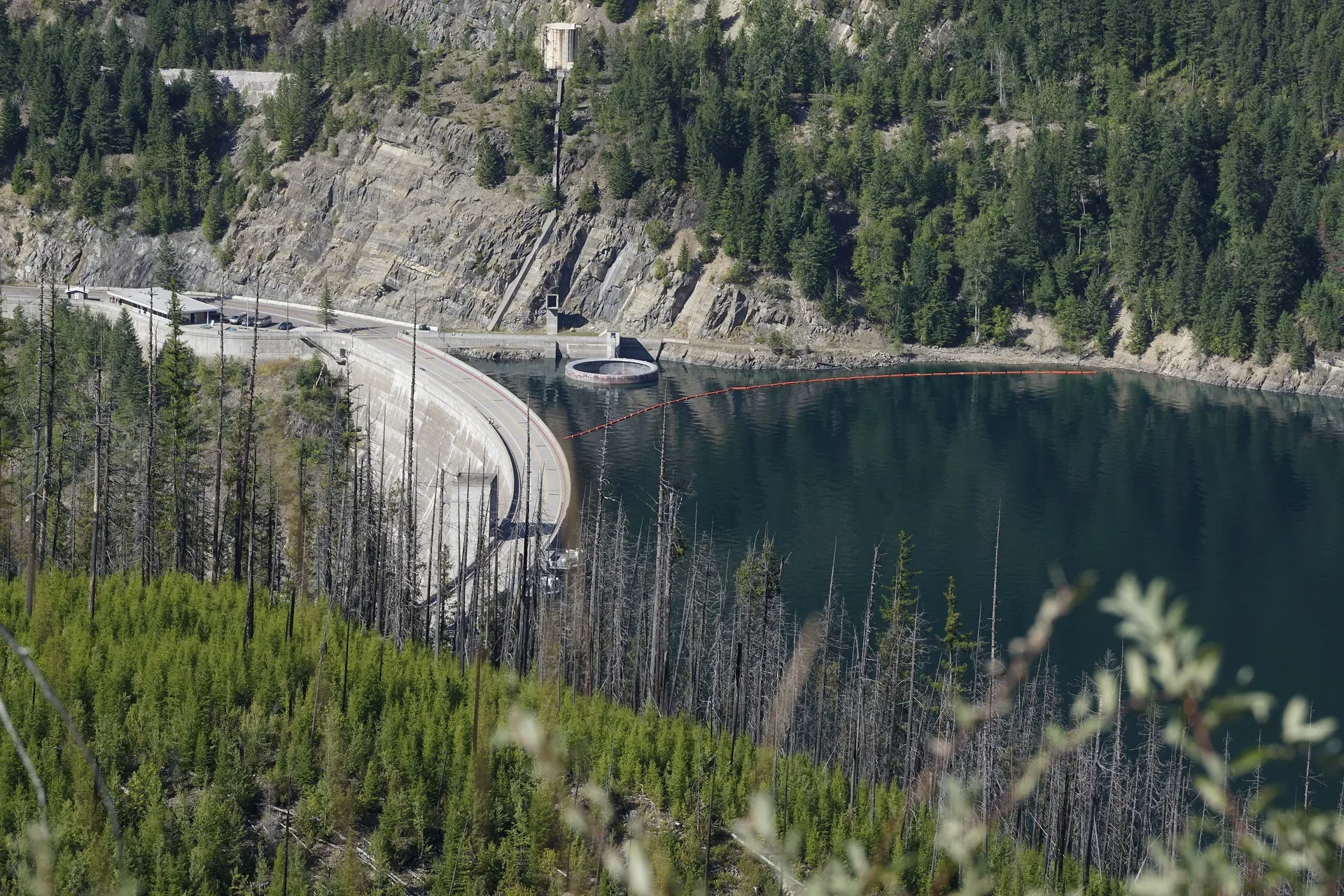 Temporary traffic delay on East Side Hungry Horse Reservoir Road 38 for bridge replacement project
