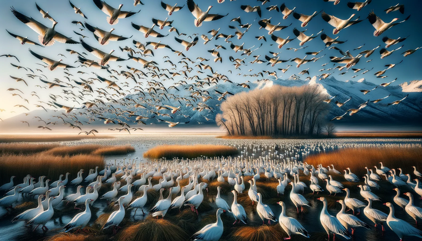 300,000 Snow Geese Are Funnel­ing Into Freezout Lake Right Now—Best Viewing Tips, Timing, and What to Know