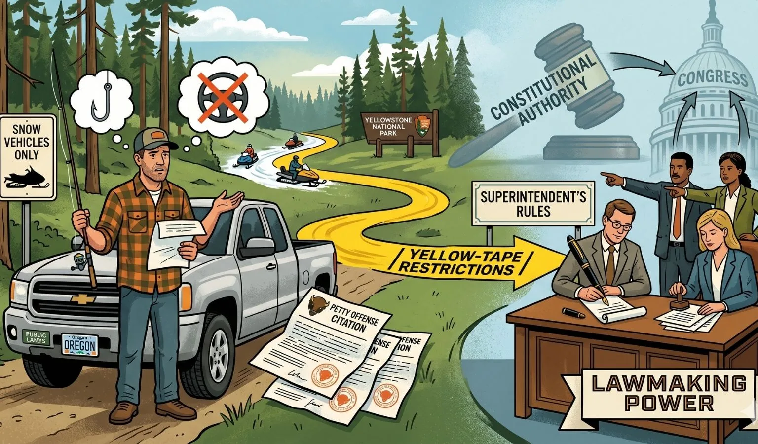 Yellowstone or Yellow-tape? Man Sues Over ‘Bureaucratic’ Criminal Charges